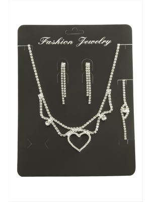 Linarx Kalp Taşlı Set Kolye