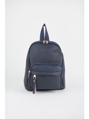 Vivaq Kadın Koala Lacivert 3 Gözlü Yumuşak Suni Deri Fermuar Kapama Seyahat & Günlük Sırt Çantası