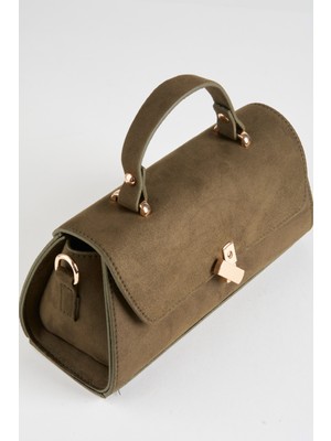 Vivaq Kadın Haki Frezya Süet Tasarım Çıt Çıt Kapama El Kol ve Omuz Çantası