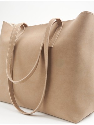 Vivaq Kadın Açelya Vizon Nubuk Büyük Boy Fermuar Kapama El ve Kol Çantası