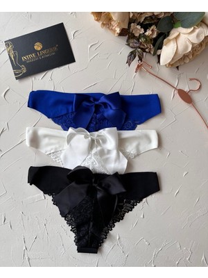 Intive Lingerie Feel Lady Arkası Saten Kurdeleli Dekolteli Dantelli Şirin Tanga- 1041-09-11