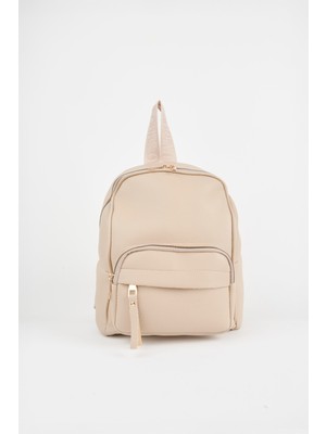 Vivaq Kadın Koala Vizon 3 Gözlü Yumuşak Suni Deri Fermuar Kapama Seyahat & Günlük Sırt Çantası