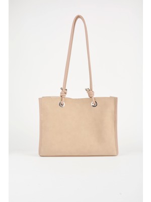 Vivaq Kadın Vizon Buket 3 Bölmeli Süet Orta Boy Astarlı Çıt Çıt Kapama El ve Kol Çantası