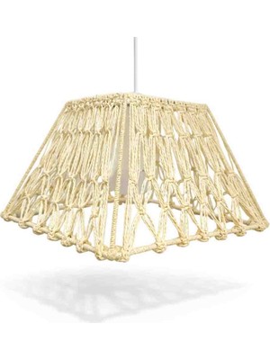 Baw Company El Yapımı Makrome Sarkıt Avize – Bohem Dekoratif Tavan Lambası (19×29 Cm)