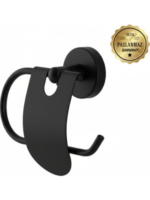 Premium Pirinç Karina Dar Kapaklı Kağıtlık Mat Siyah