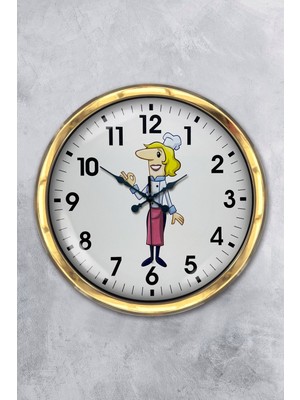 Kasva Concept Hediyelik 40 cm Gold Metal Mutfak Duvar Saati
