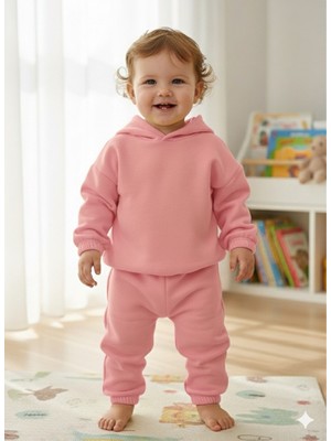 Bahnur Bebek Çocuk 3 Üç Iplik Şardonlu Kapişonlu Eşofman Takım ALT ÜST TAKIM