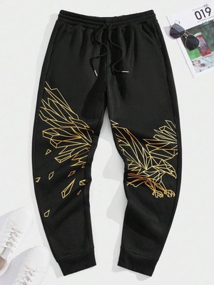 Adrift Legnd Eagle Print Drawstring Waist Eşofman Altı