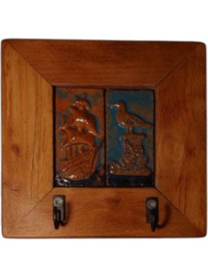 Toprakana Art Martı & Gemi, Anahtarlık Duvar Panosu Kolaj Askılık Tablo 14,5×14,5×2,5 (cm)