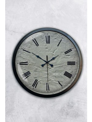 Kasva Concept 40 cm Siyah Metal Taş Görünümlü Duvar Saati