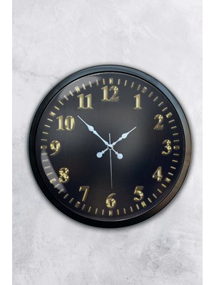 Kasva Concept Hediyelik 40 cm Siyah Metal Siyah Klasik Gold Duvar Saati