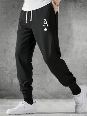 Adrift Playing Card Print Drawstring Waist Eşofman Altı