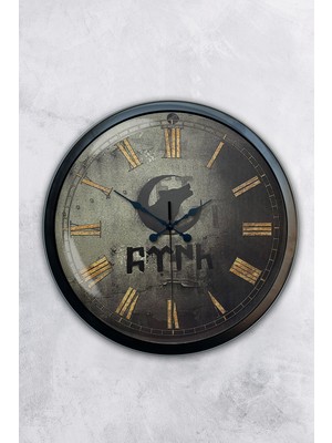 Kasva Concept Hediyelik 40 cm Siyah Metal Bozkurt Türk Duvar Saati