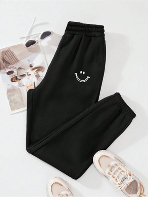 Adrift Expression Print Elastic Waist Thermal Lined 4 Mevsim Eşofman