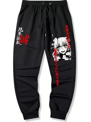 Adrift Anime Guys Japanese Letter & Figure Graphic Eşofman Altı