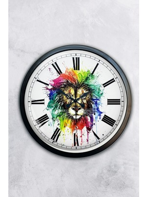 Kasva Concept Hediyelik 40 cm Siyah Metal Aslan Duvar Saati