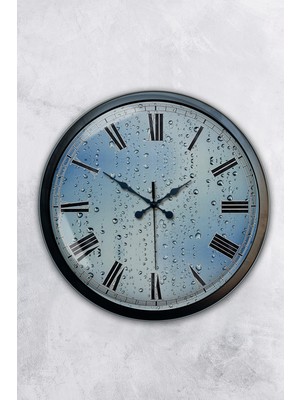 Kasva Concept 40 cm Siyah Metal Yağmur Damlası Duvar Saati