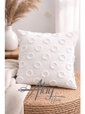 Nova Ekru Şönil Kırlent Kılıfı – Ekru 43X43 cm (50X50 - 30X50 – 40X60 Ölçü Seçenekli)