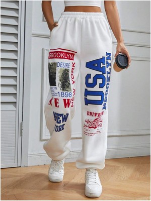 Adrift Coolane Letter Graphic Elastic Waist 4 Mevsim Eşofman