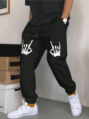 Adrift Halloween Skeleton Hand Print Drawstring Waist Eşofman Altı