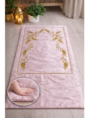 Hig Store Sırma Nakış Işlemeli Çeyizlik - Diz Ağrıtmaz / Ortopedik Arası Elyaf Dolgulu Seccade 80X120 Ebat