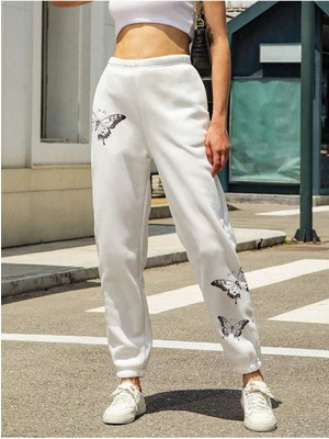 Adrift Butterfly Print Elastic Waist 4 Mevsim Eşofman