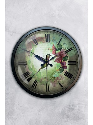 Kasva Concept Hediyelik 40 cm Siyah Metal Kuş Duvar Saati