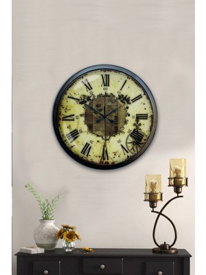 Kasva Concept Hediyelik 40 cm Siyah Metal Eskitme Duvar Saati