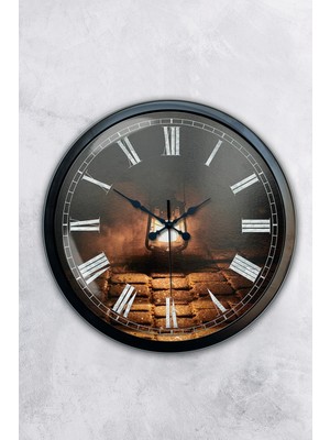 Kasva Concept Hediyelik 40 cm Siyah Metal Fener Duvar Saati