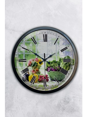 Kasva Concept Hediyelik 40 cm Siyah Metal Mutfak Duvar Saati