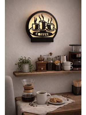 Coffee Yazı Temalı Modern LED Işıklı Dekoratif Tablo