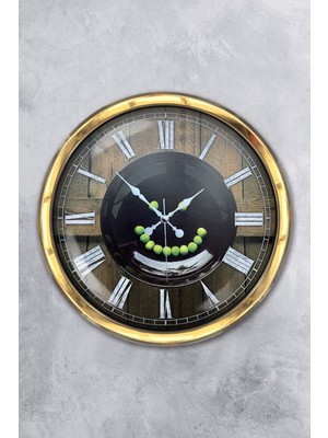 Kasva Concept Hediyelik 40 cm Gold Metal Mutfak Duvar Saati