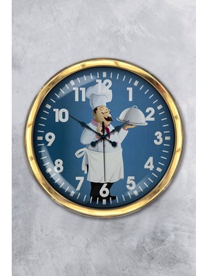 Kasva Concept Hediye 40 cm Gold Metal Kitchen Duvar Saati Dekor