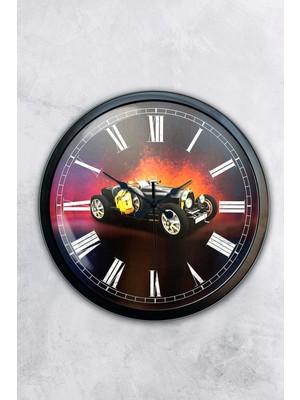 Kasva Concept Hediyelik 40 cm Siyah Metal Araba Duvar Saati