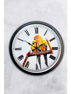 Kasva Concept Hediyelik 40 cm Siyah Metal Kuş Duvar Saati