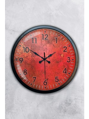 Kasva Concept 40 cm Siyah Metal Retro Red Duvar Saati