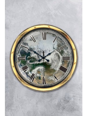 Kasva Concept Hediyelik 40 cm Gold Metal Dalga Duvar Saati