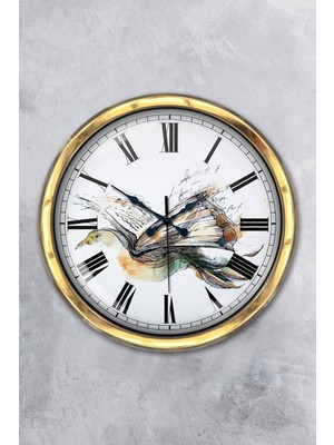 Kasva Concept Hediyelik 40 cm Gold Metal Kütüphane Duvar Saati