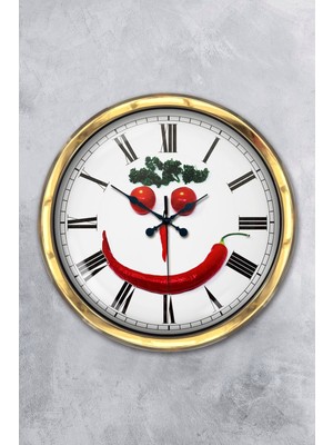 Kasva Concept Hediyelik 40 cm Gold Metal Mutfak Duvar Saati
