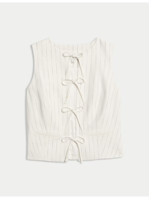 Marks & Spencer Keten Çizgili Yelek Bluz