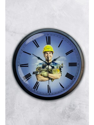 Kasva Concept 40 cm Siyah Metal Inşaat Sektörü Duvar Saati