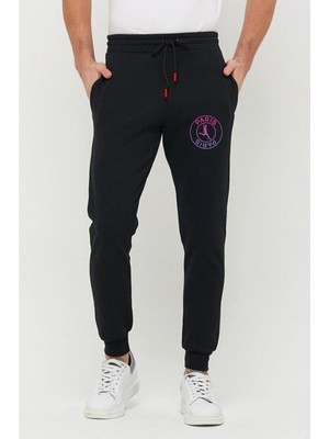 Adrift Erkek Siyah Slim Fit Dar Kesim Jogger Eşofman Altı 2 Iplik Şardonlu RLX044513