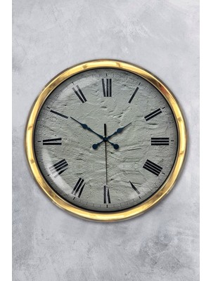Kasva Concept Hediyelik 40 cm Gold Metal Taş Görünümlü Duvar Saati
