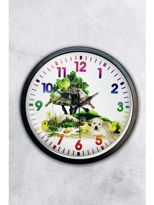 Kasva Concept 40 cm Siyah Metal Doğal Yaşam Duvar Saati