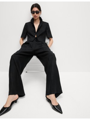 Marks & Spencer Keten Twill Wide Leg Pantolon