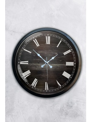 Kasva Concept Hediyelik 40 cm Siyah Metal Ahşap Roma Rakamlı Duvar Saati
