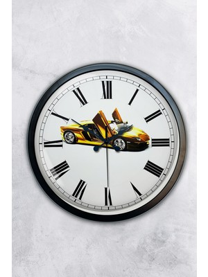 Kasva Concept Hediyelik 40 cm Siyah Metal Araba Duvar Saati