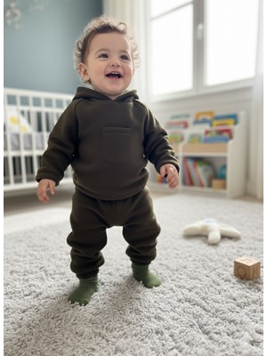 Bahnur Çocuk Bebek Polar Kapsonlu Cep Detaylı Alt Üst Takım