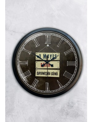 Kasva Concept 40 cm Siyah Metal 1 Mayıs Işçiler Duvar Saati