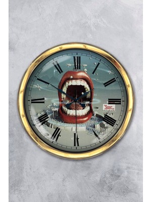 Kasva Concept Hediyelik 40 cm Gold Metal Diş Hekimi Duvar Saati